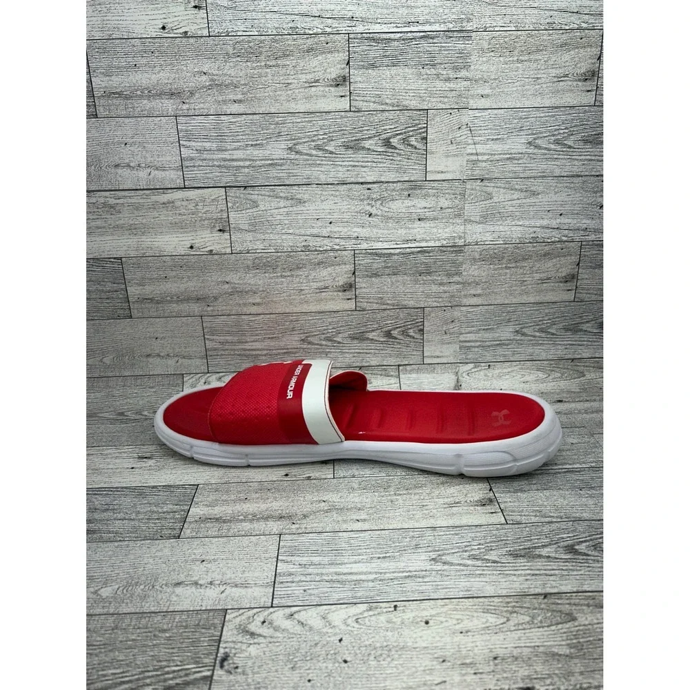 Under Armour Ignite V Men Red White Slides Sandals 3000040-101 Size 12